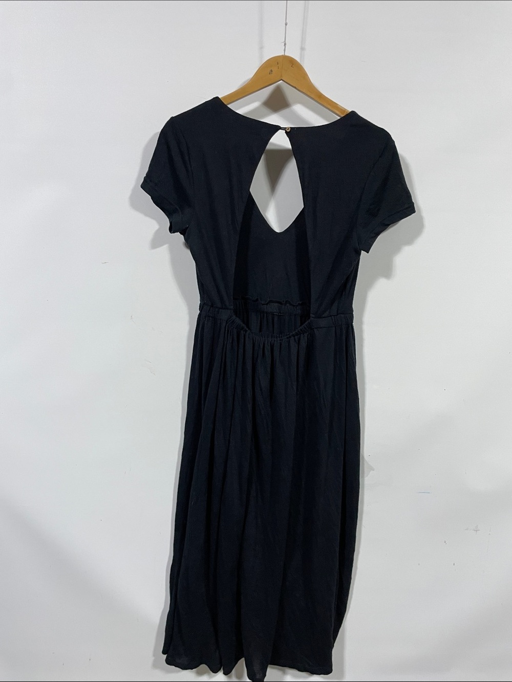 Free People Black Midi Dress with V-Keyhole - Picture 3 of 3